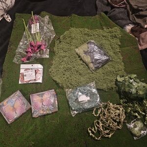 Crafting Supplies Set with Green Moss and Butterfly Napkins